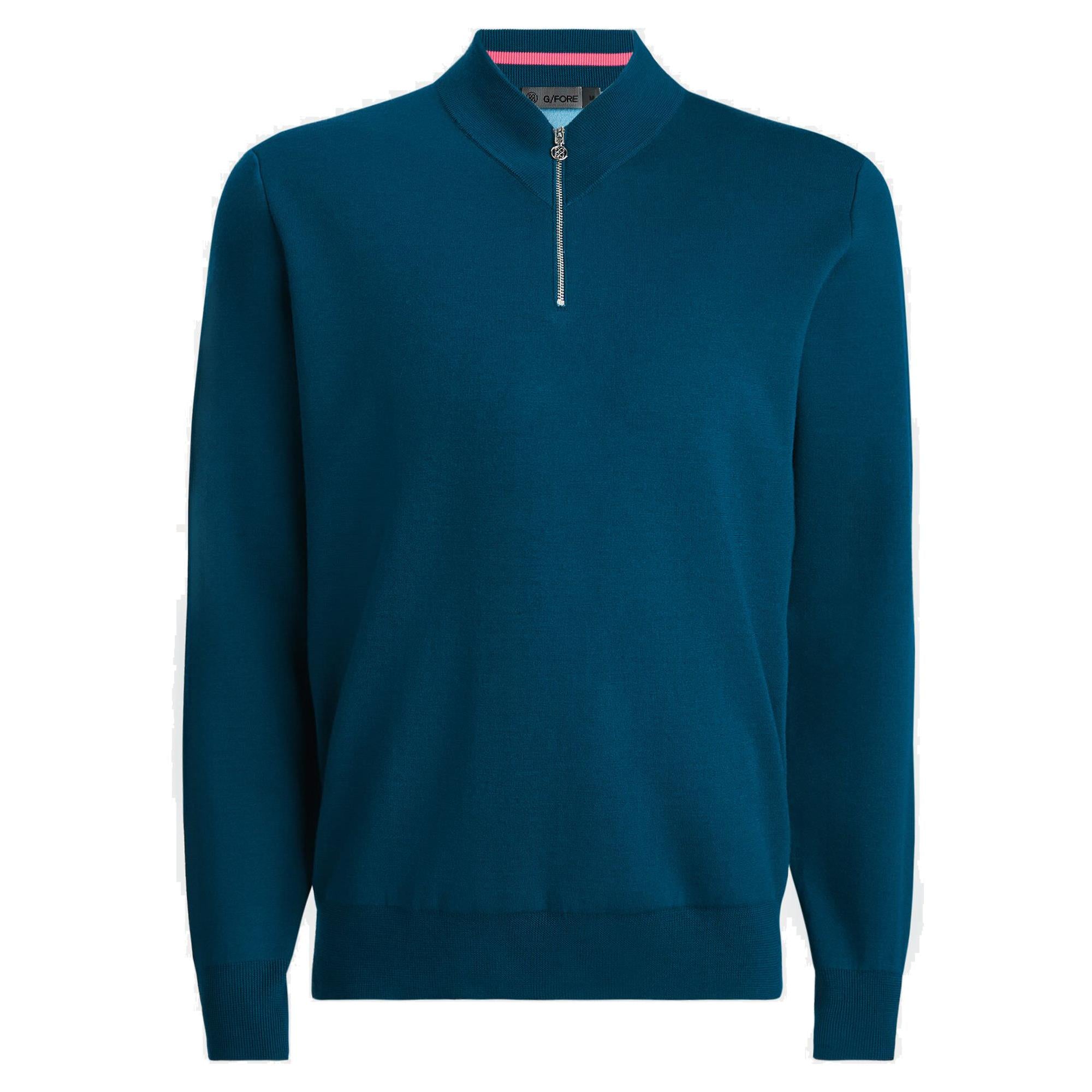 G/FORE V Neck Merino Quarter Zip Knitted Sweater Petrol